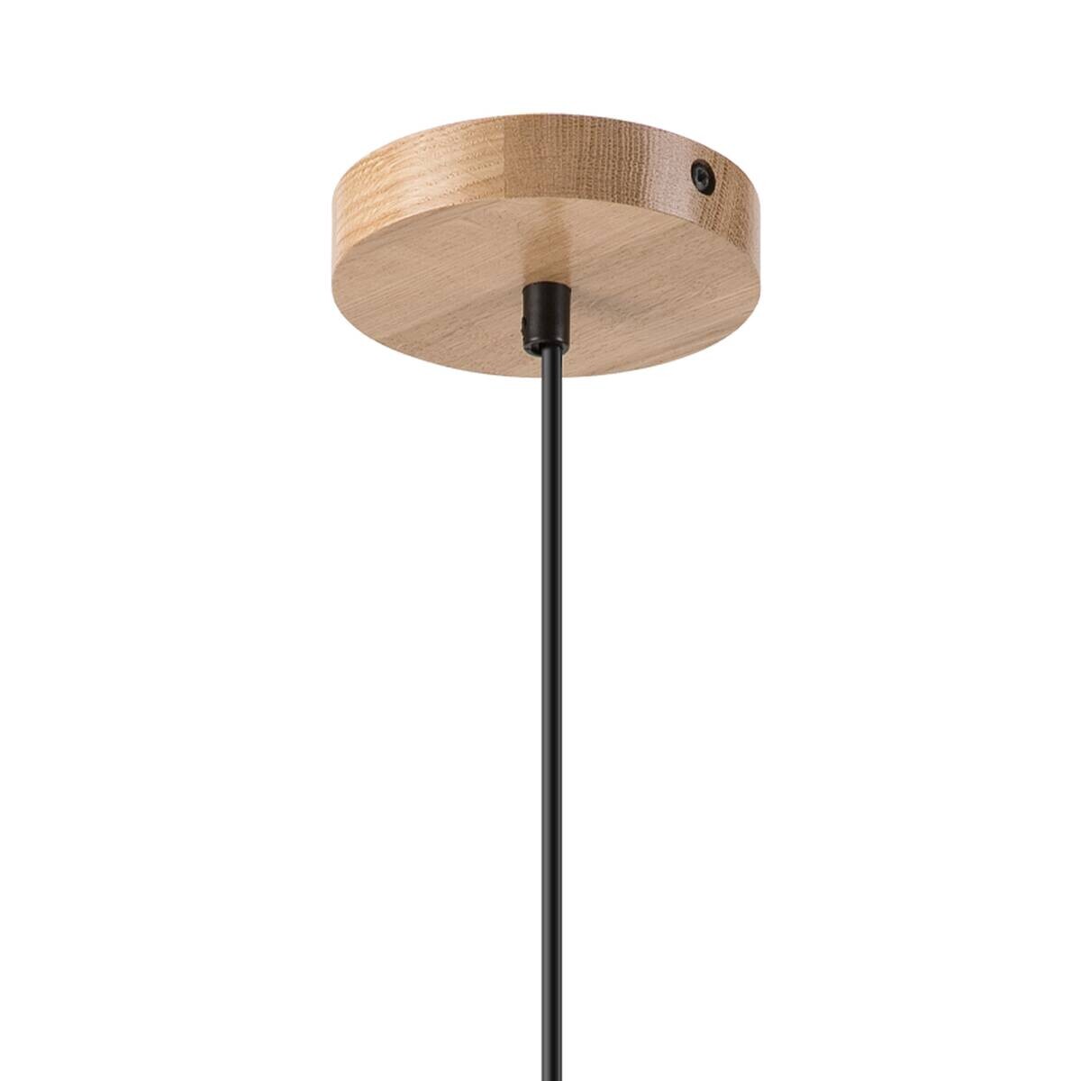 Lamkur Pendelleuchte Eiche Glas B/H/L: ca. 25x99x25 cm E27 1 Brennstellen