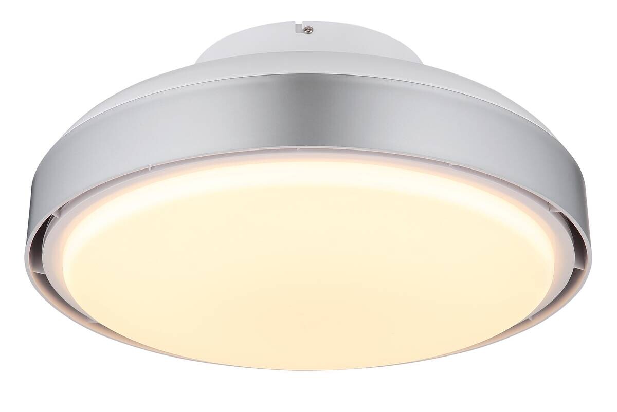 GLOBO LED-Deckenventilator Opal silber weiß Acryl Kunststoff H/D: ca. 20x45 cm 1 Brennstellen