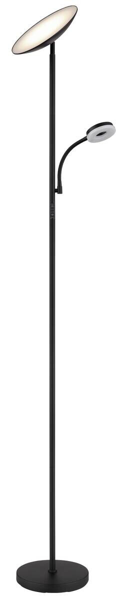 GLOBO Stehlampe Opal Chrom schwarz Metall Kunststoff H/D: ca. 179x25 cm 1 Brennstellen