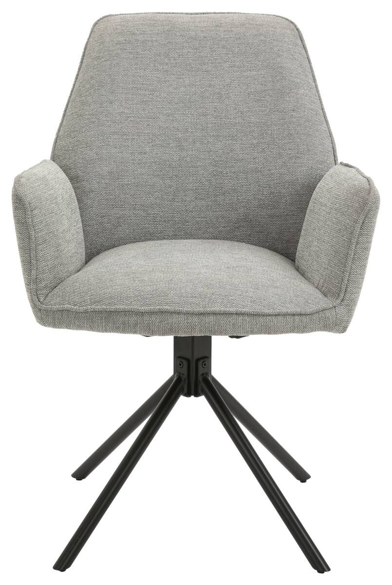 Stuhl BLAIR 2er-Set hellgrau schwarz Webstoff Metall B/H/T: ca. 57x89x61 cm