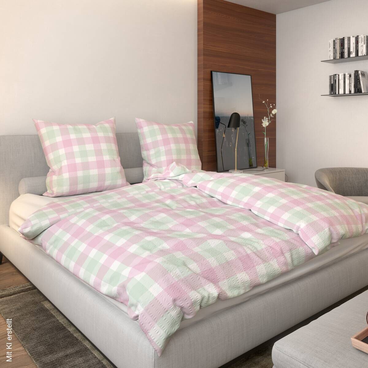 Microfaser Bettwäsche Seersucker rosa mint 100% Polyester B/L: ca. 135x200 cm
