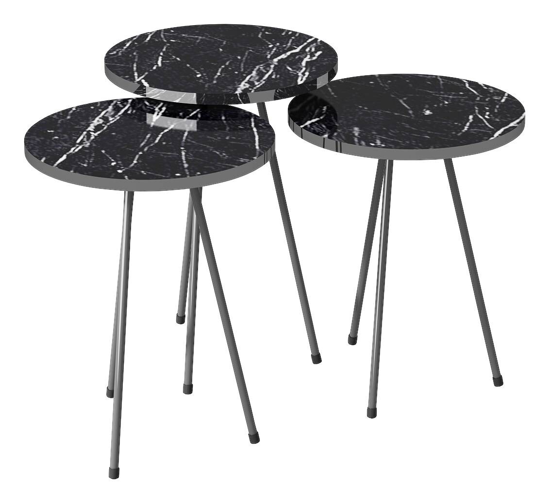 Beistelltisch 3er-Set. 21796177 schwarz Marmoroptik B/H/T: ca. 38x53,5x38 cm