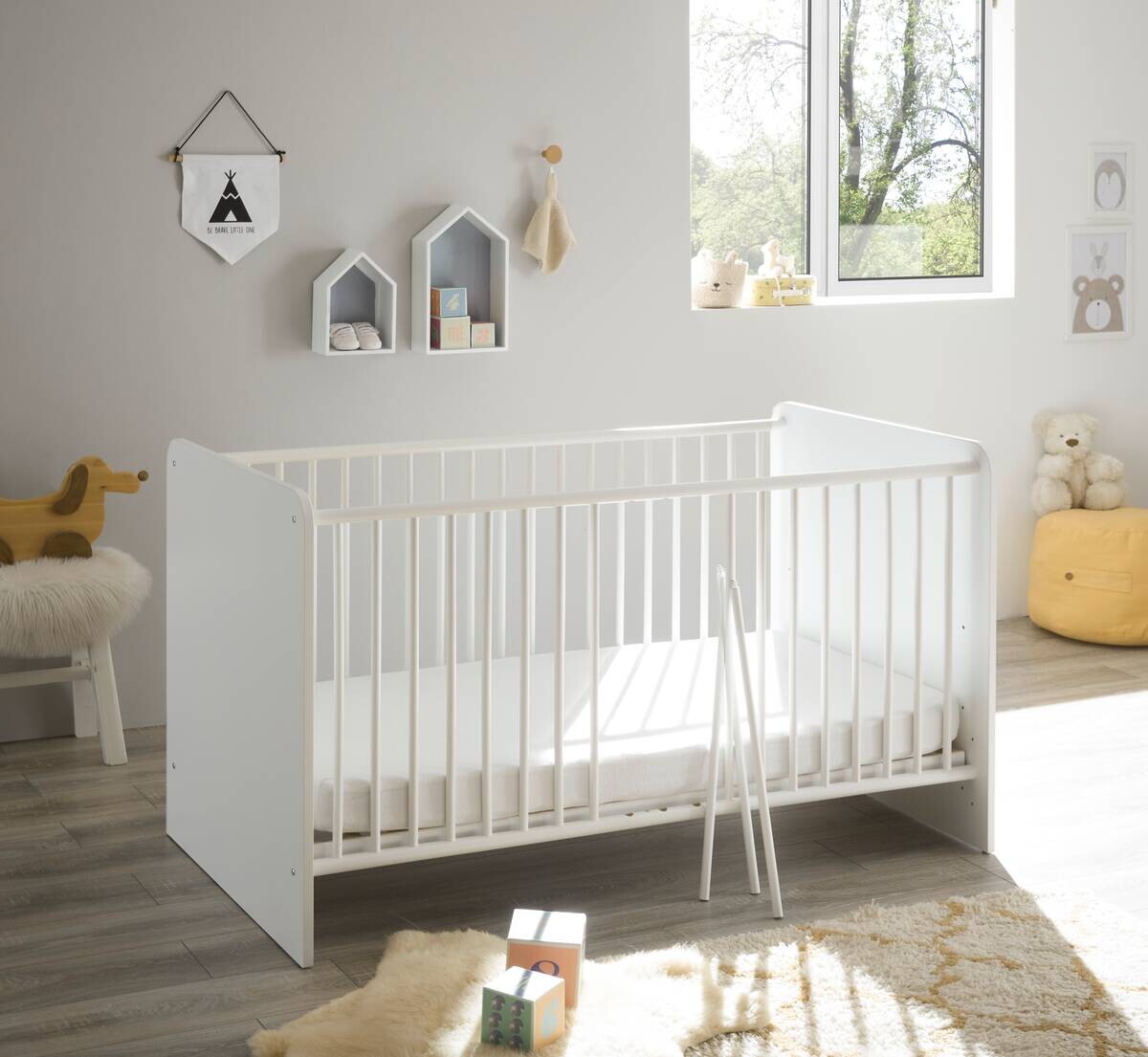 Babybett Alex weiß Graphit Liegefläche B/L: ca. 70x140 cm