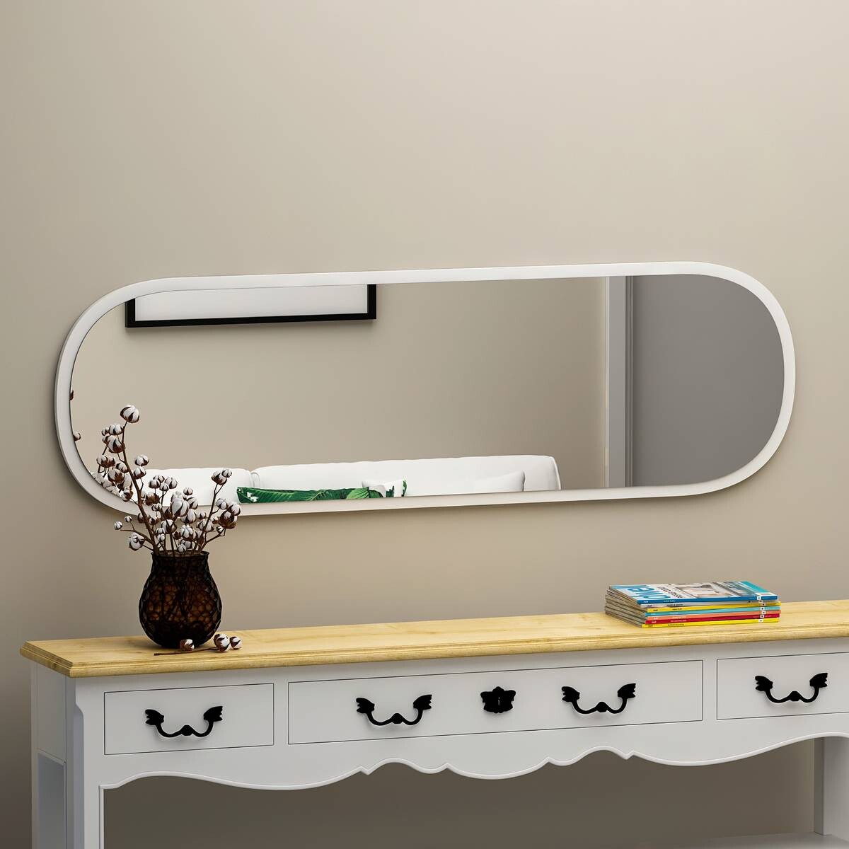 moebel17 Wandspiegel Magnum weiß Glas B/H/T: ca. 120x40x3,5 cm