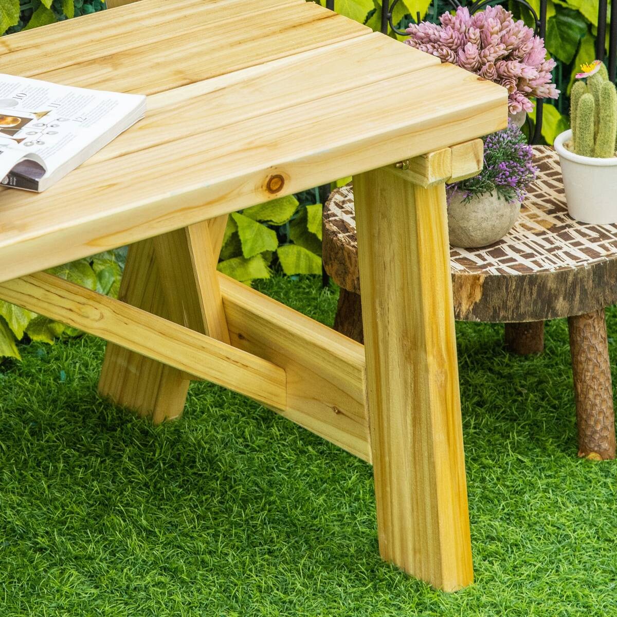 Outsunny Gartenbank natur Kiefer B/H/T: ca. 116x80x56 cm