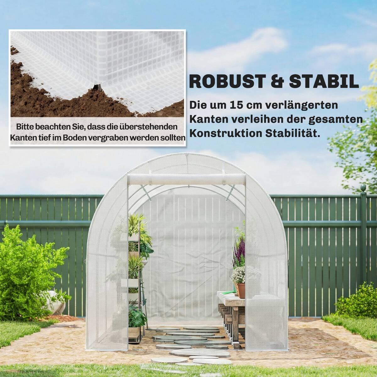 Outsunny Gewächshausfolie B/H/T/L: ca. 200x200x200x400 cm weiß