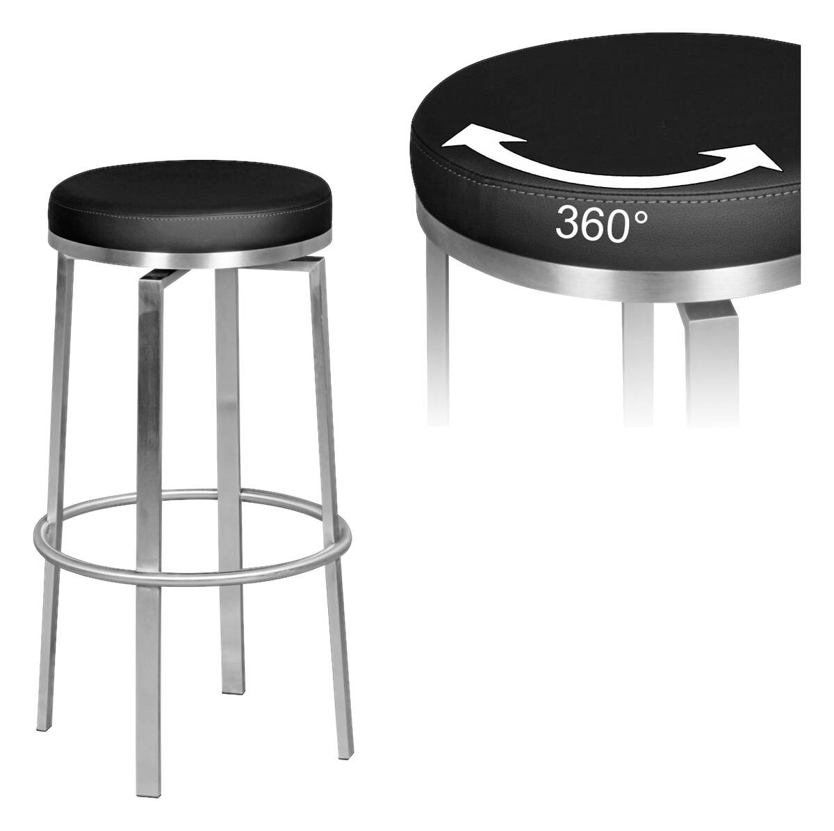 Barhocker schwarz Kunstleder H/D: ca. 76x37 cm