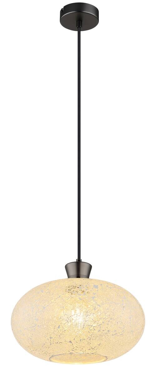 GLOBO Hängeleuchte Chrom schwarz Metall Glas B/H/L: ca. 19x33x33 cm E27 1 Brennstellen