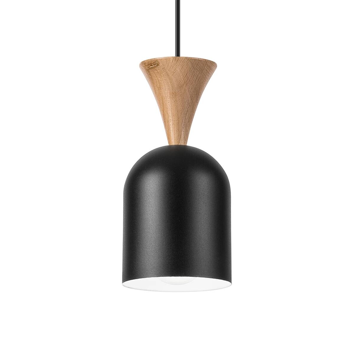 Lamkur Hängeleuchte schwarz Eiche Stahl Holz B/H/L: ca. 11x102x11 cm E27 1 Brennstellen