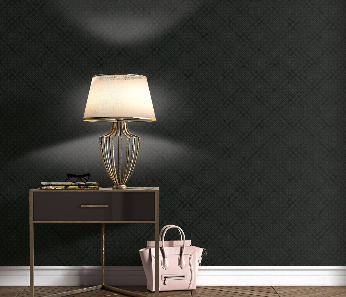 Erismann Vliestapete Rauten schwarz B/L: ca. 53x1005 cm