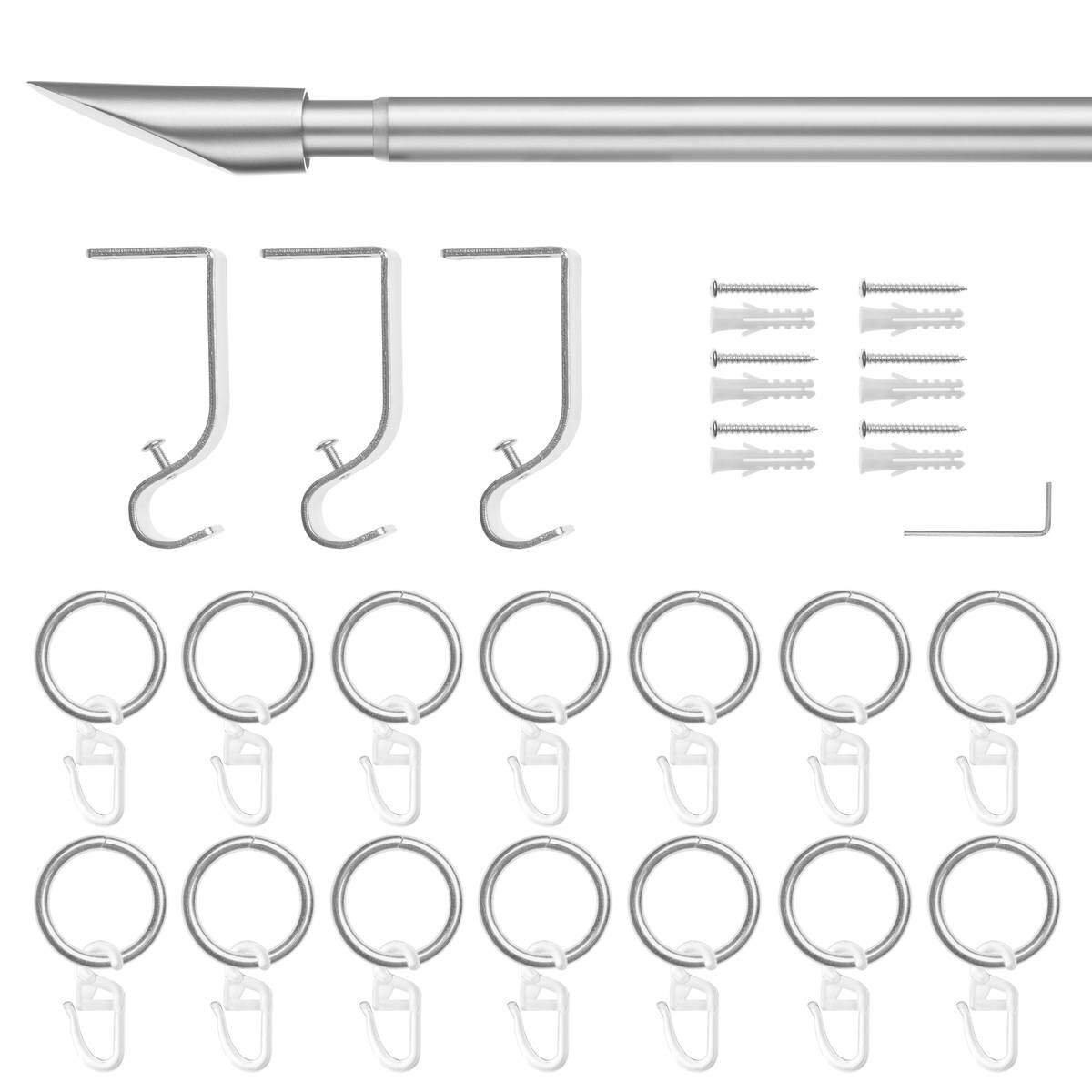 LICHTBLICK Gardinenstange Lipstick Edelstahloptik Metall D: ca. 2 cm ausziehbar von ca. 130 bis 240 cm 1.0 Läufe