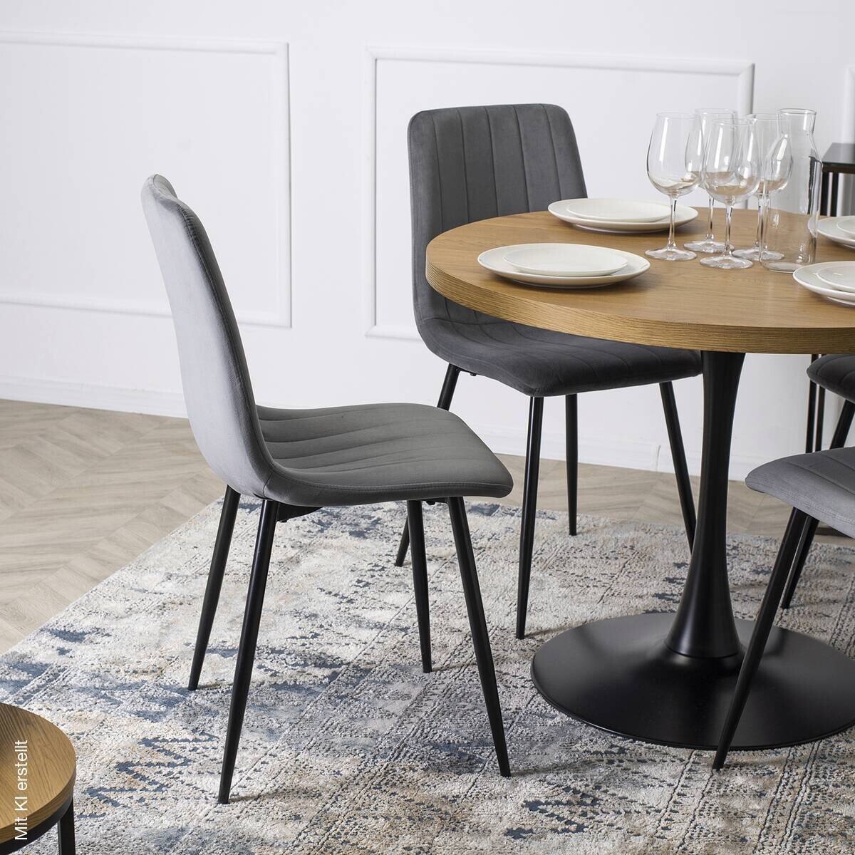 Stuhl IBIS grau Velourstoff B/H/T: ca. 43x90,5x50 cm