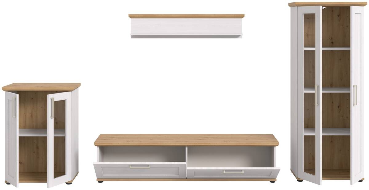 Wohnwand VERONA Lärche Nachbildung Eiche Nachbildung B/H/T: ca. 316x161x40 cm