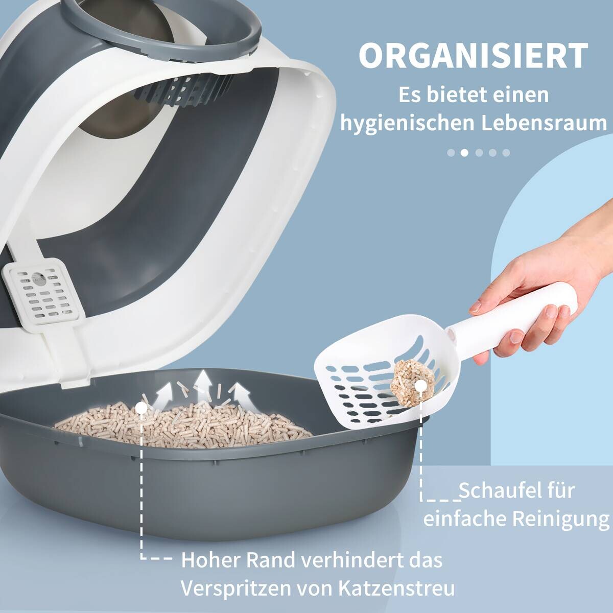 PawHut Katzen-Zubehör grau Edelstahl B/H/L: ca. 41x52x38 cm