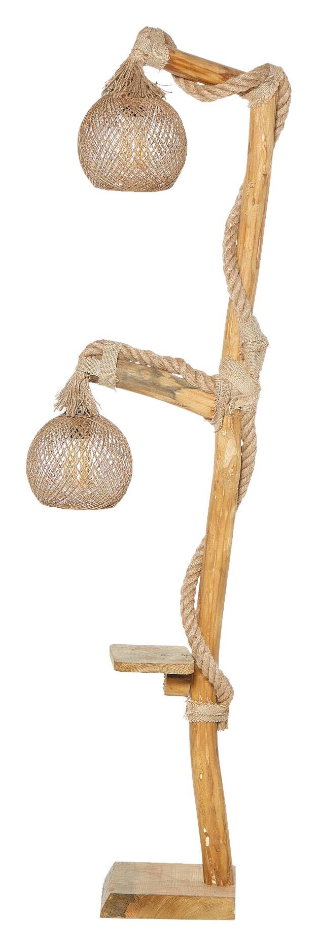 Opviq Stehleuchte Arboretum natur Holz B/H/T/L/D: ca. 24x140x24x24x24 cm E27 2 Brennstellen