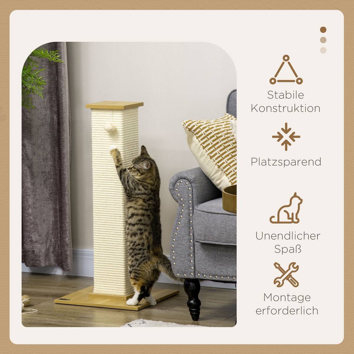 PawHut Kratzbaum bunt Spanplatte B/H/L: ca. 38x80x38 cm