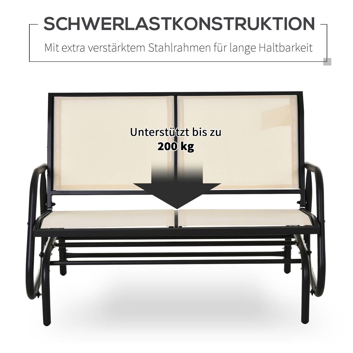 Outsunny Sitzbank schwarz Metall B/H/L: ca. 70x85x120 cm