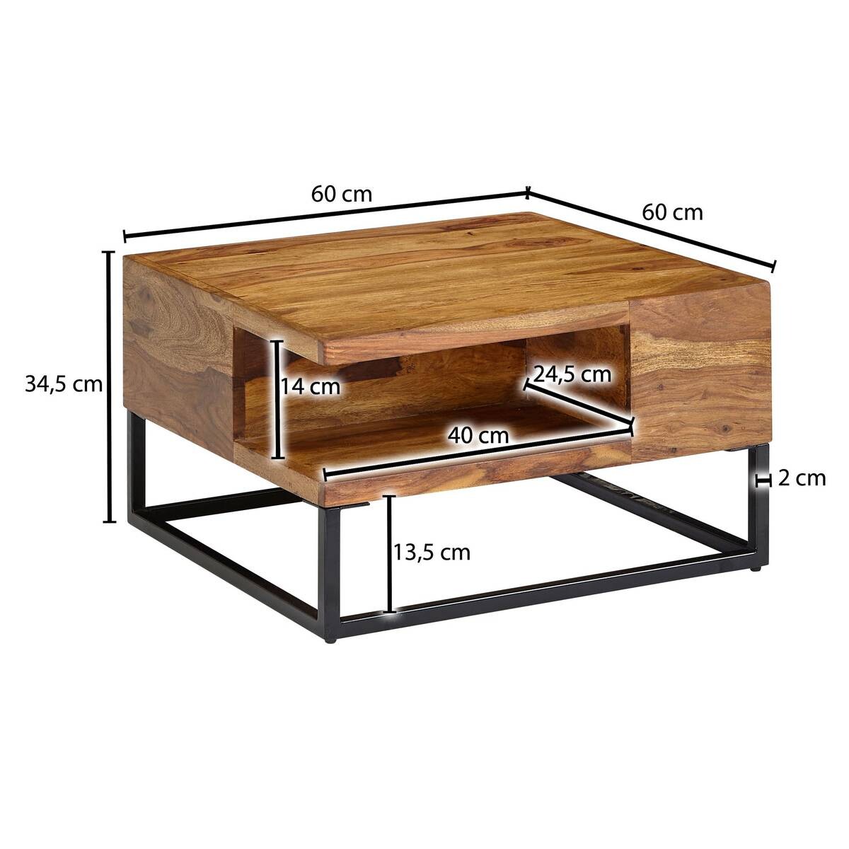 Wohnling Couchtisch braun B/H/T: ca. 60x35x60 cm
