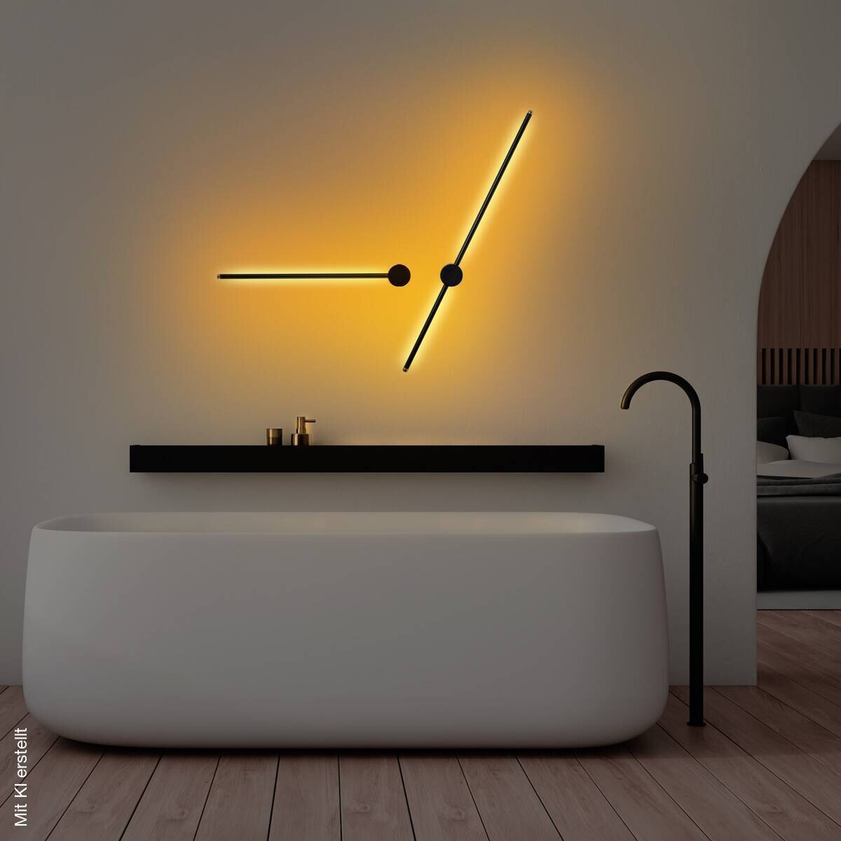 Opviq LED-Wandleuchte schwarz B/H/T: ca. 91x10x7 cm