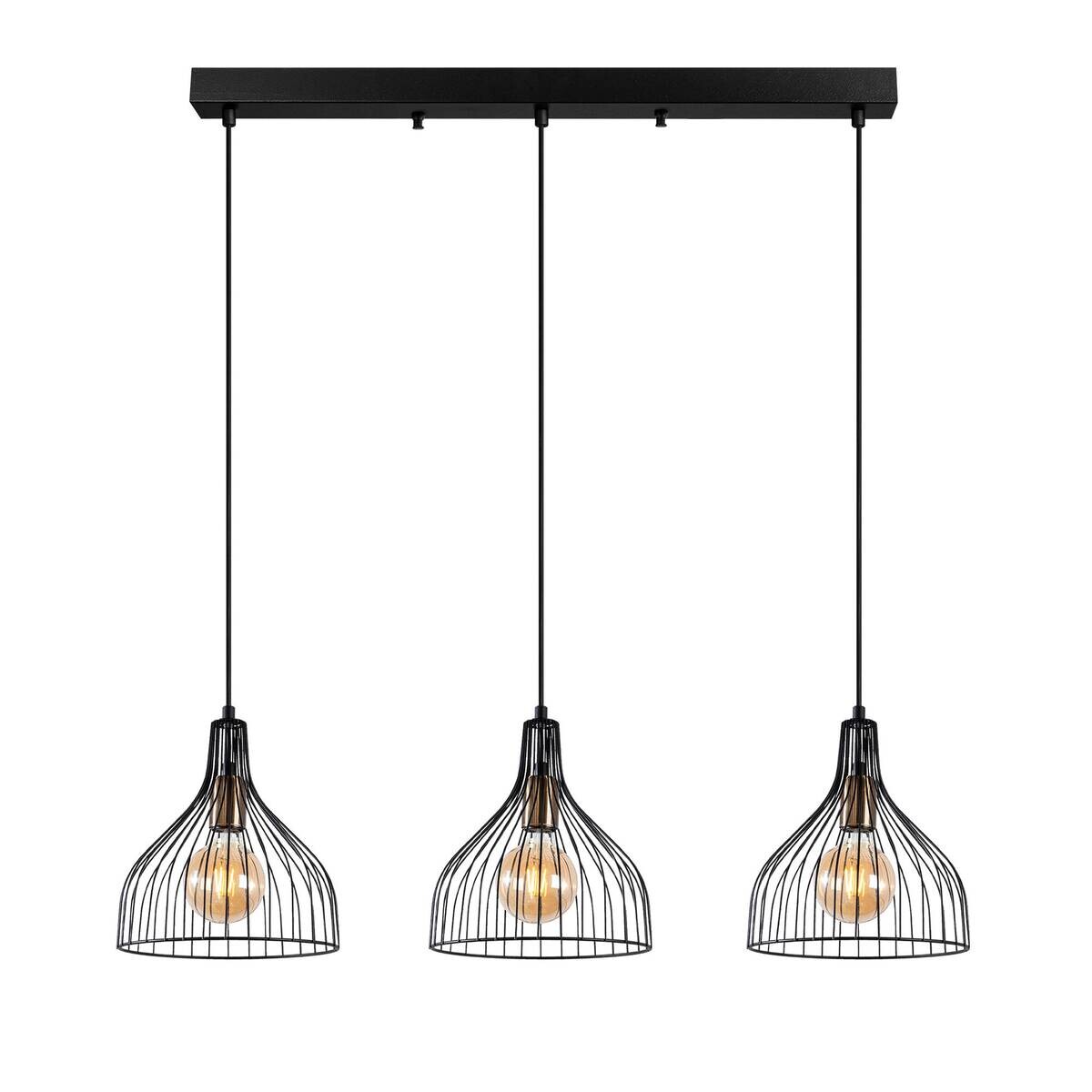 Opviq Pendelleuchte Cafu bronze schwarz Metall B/H/T/L/D: ca. 25x121x25x94x25 cm E27 3 Brennstellen