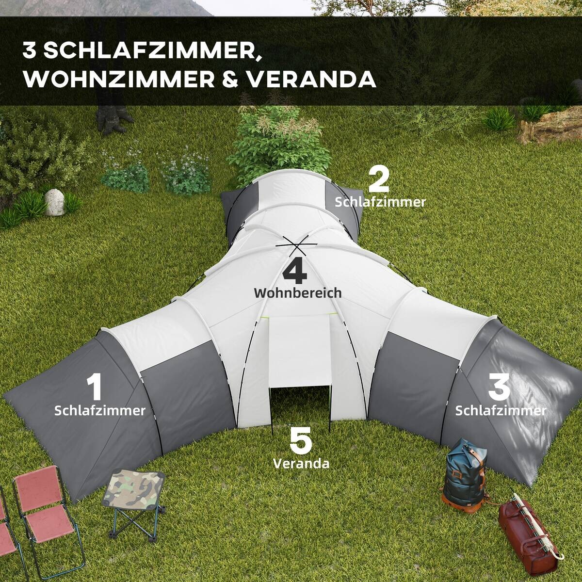Outsunny Campingzelt B/H/L: ca. 615x225x615 cm