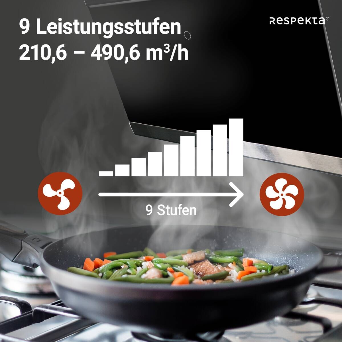 Respekta Dunstabzugshaube CH89060S schwarz B/H/T: ca. 59,5x73,5x37,8 cm