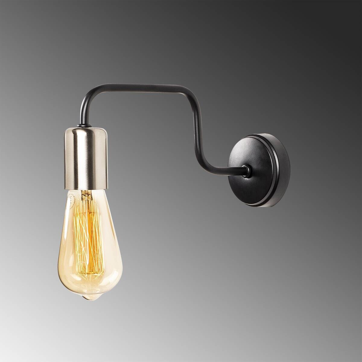 Opviq Wandleuchte nickel schwarz Eisen B/H/L: ca. 28x11x4 cm E27 1 Brennstellen