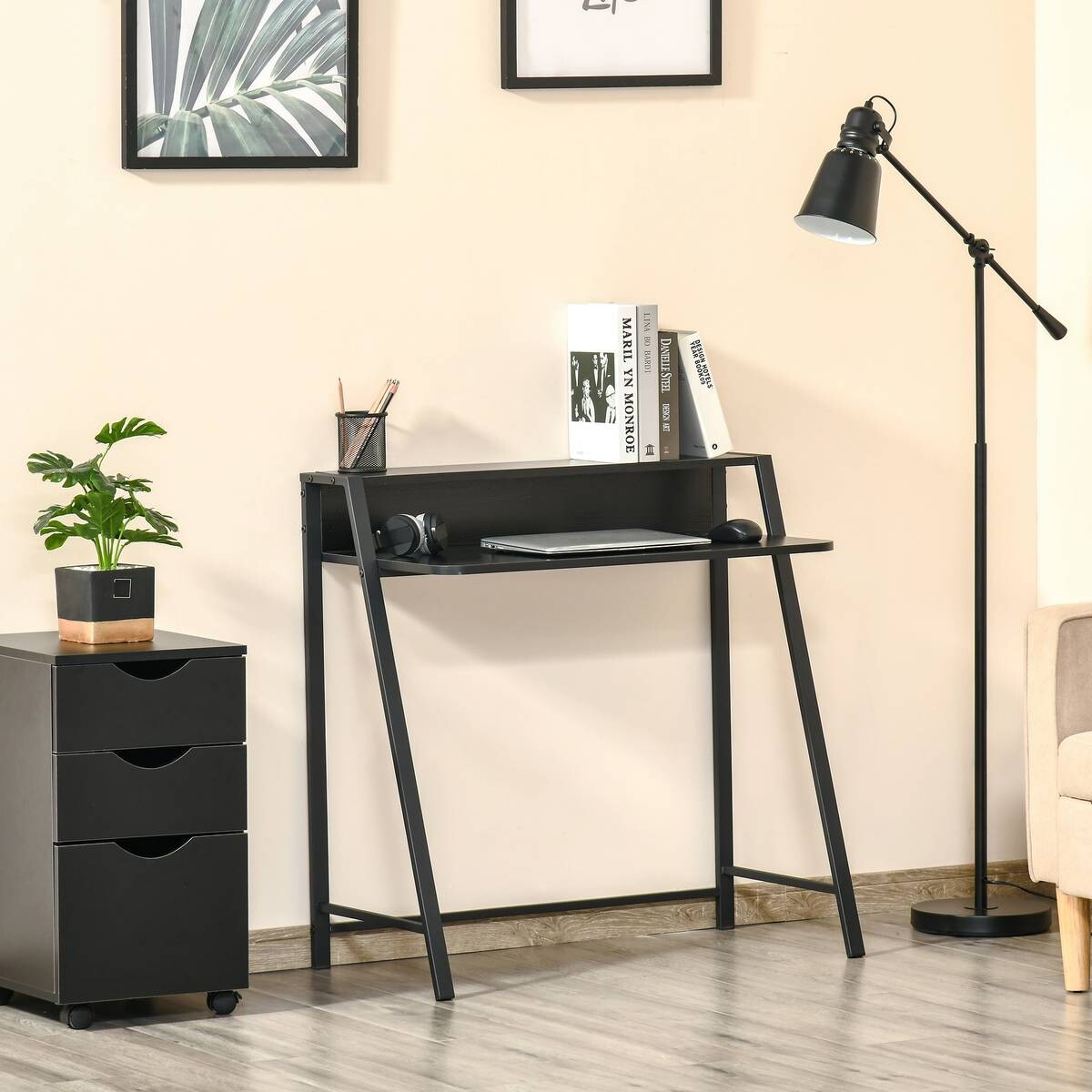 Schreibtisch 836-055BK schwarz B/H/T: ca. 84x85x45 cm