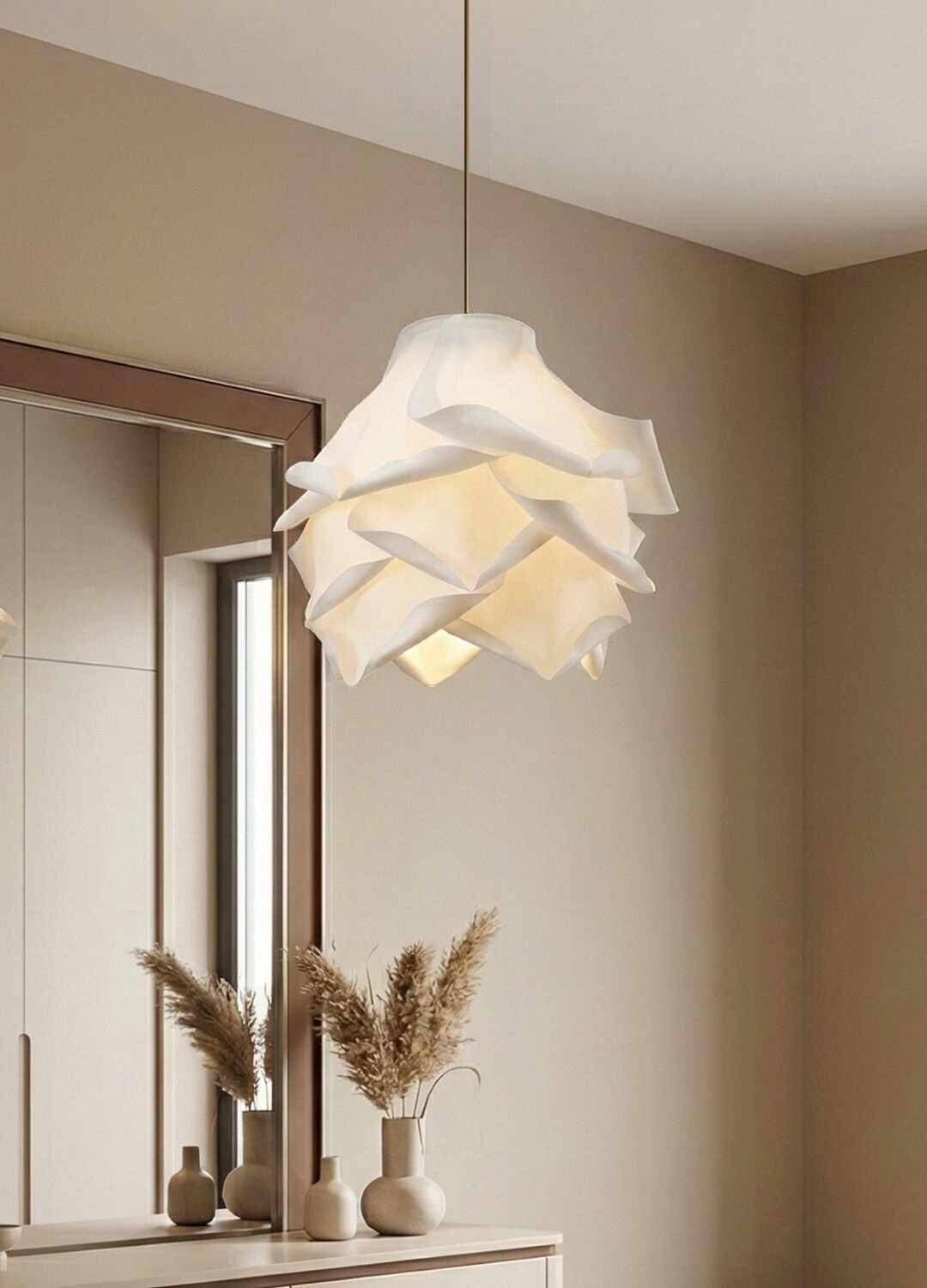 Opviq Pendelleuchte weiß Kunststoff B/H/T/L/D: ca. 58x125x58x58x58 cm E27 1 Brennstellen