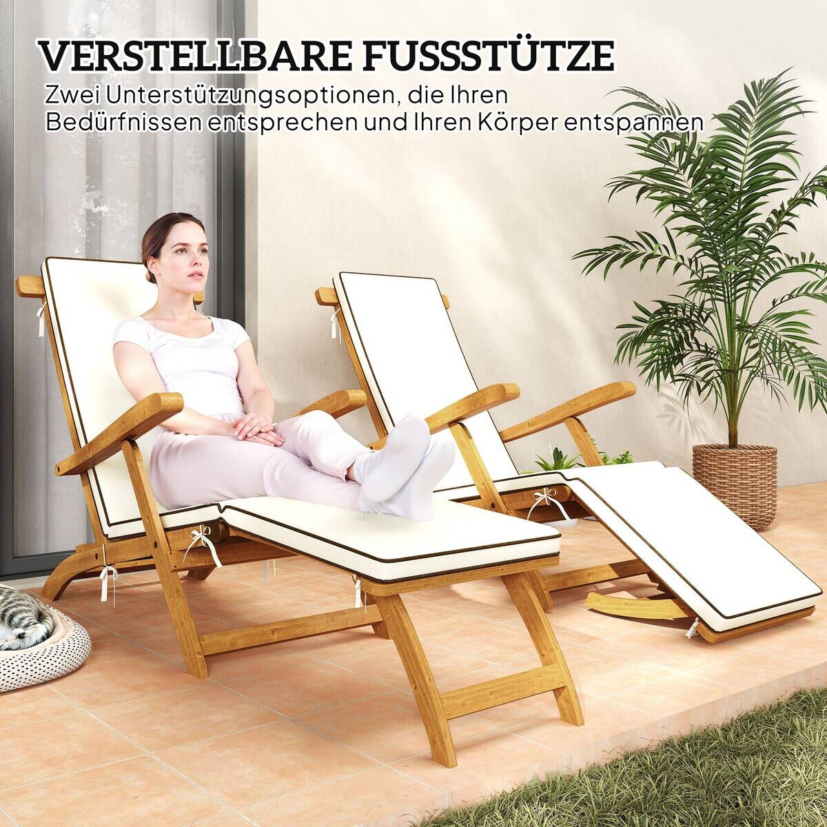 Outsunny Gartenliege taupe Polyester B/H/L: ca. 54x86x155 cm