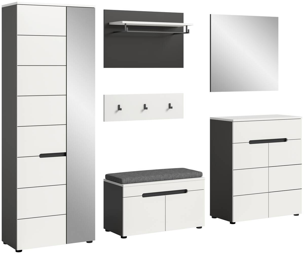 Garderobe Canu basaltgrau Nachbildung weiß B/H/T: ca. 255x190x37 cm