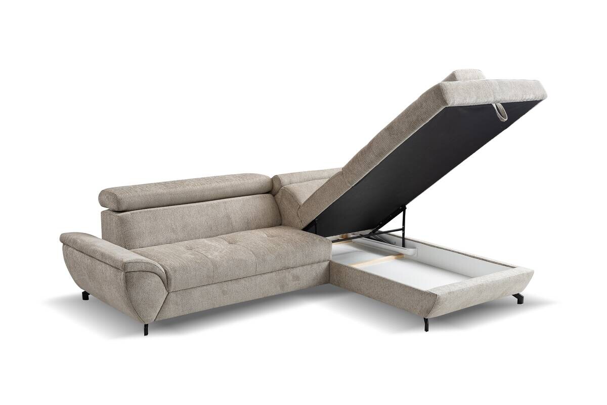 Ecksofa mit Bettfunktion und Bettkasten Greige Microfaser B/H/T: ca. 263x77x210 cm