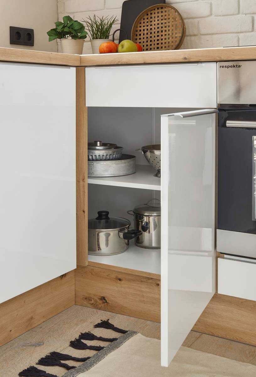 Respekta Winkelküche Marleen weiß Hochglanz B/H/T: ca. 310x211x170 cm