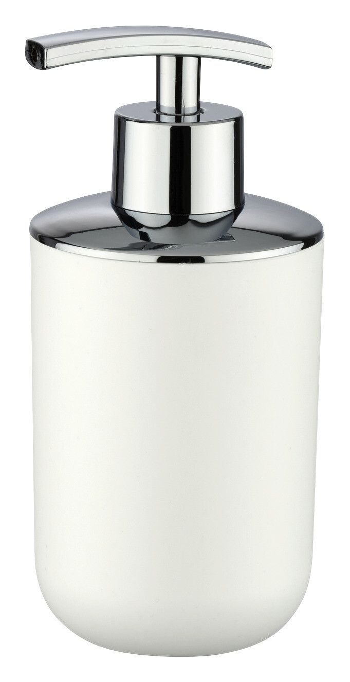 WENKO Seifenspender weiß silber Kunststoff B/H/L/D: ca. 7,3x16x9x7 cm