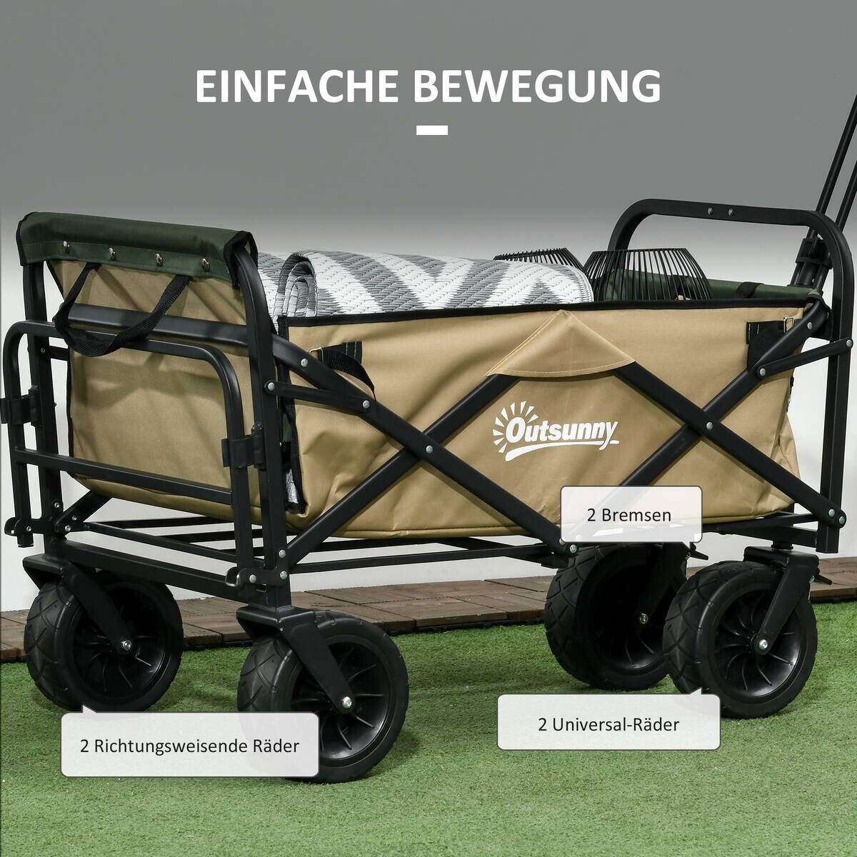 Outsunny Bollerwagen khaki B/H/L: ca. 57x94x100 cm