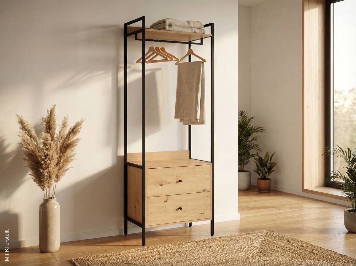 Garderobe Dhaka Eiche Nachbildung schwarz B/H/T: ca. 64x190x40 cm