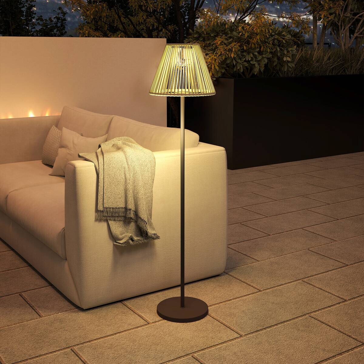 Solarleuchte grau Polyethylen Stahl B/H/L: ca. 33x135x33 cm