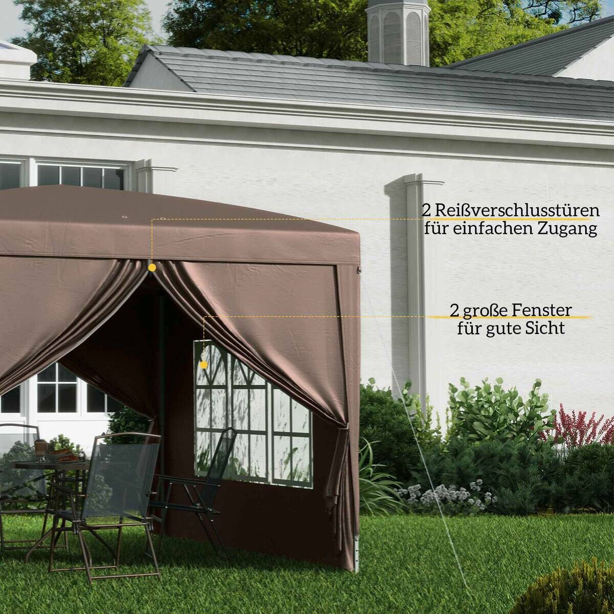 Outsunny Pavillon kaffee Polyester B/H/L: ca. 295x258x295 cm
