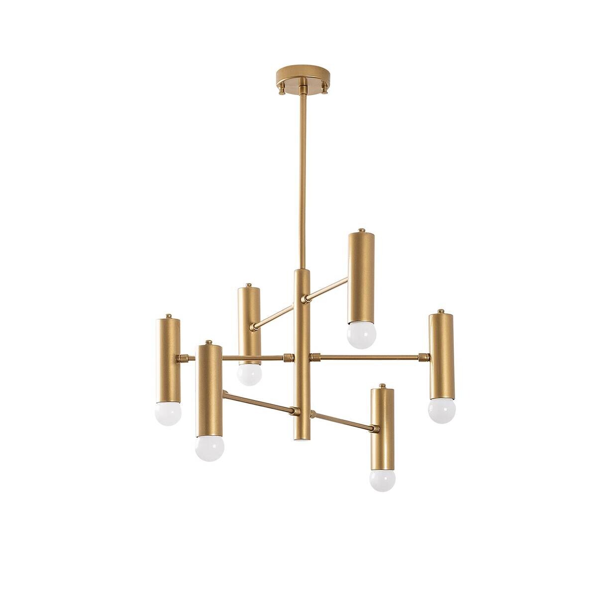 Opviq Pendelleuchte gold Metall B/H/T/L/D: ca. 55x73x55x55x55 cm E27 6 Brennstellen