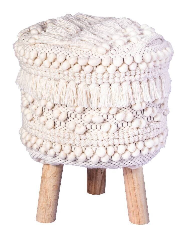 360 Living Hocker Bohist 300 natur Baumwolle Holz H/D: ca. 50x38 cm