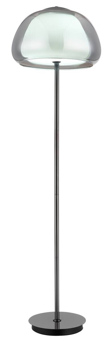 GLOBO Stehlampe Chrom schwarz Metall Glas B/H/L: ca. 44x37x44 cm