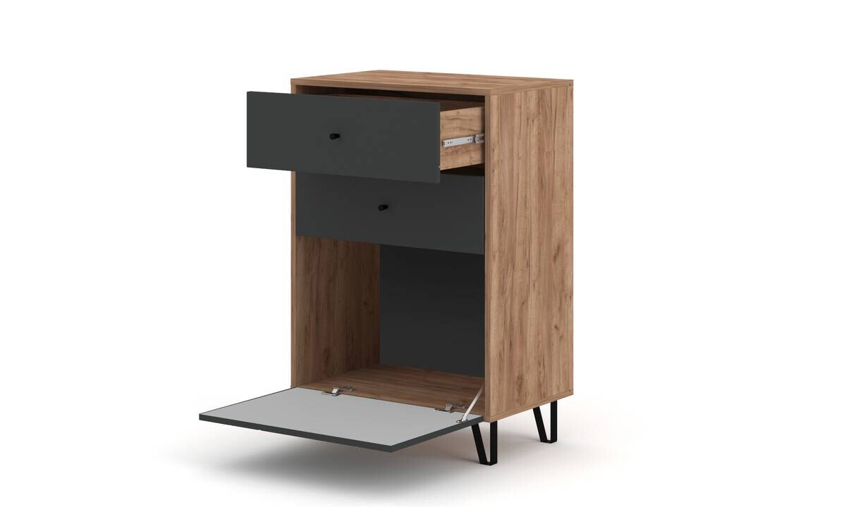 Kommode BILBAO Eiche Tabak Nachbildung anthrazit B/H/T: ca. 63,4x95,5x40 cm