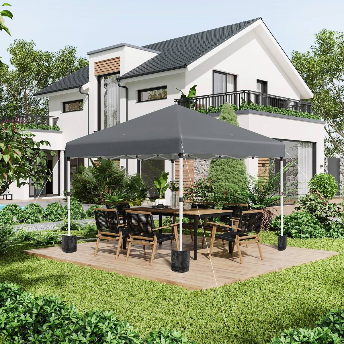 Outsunny Pavillon dunkelgrau Polypropylen B/H/L: ca. 297x297x274 cm