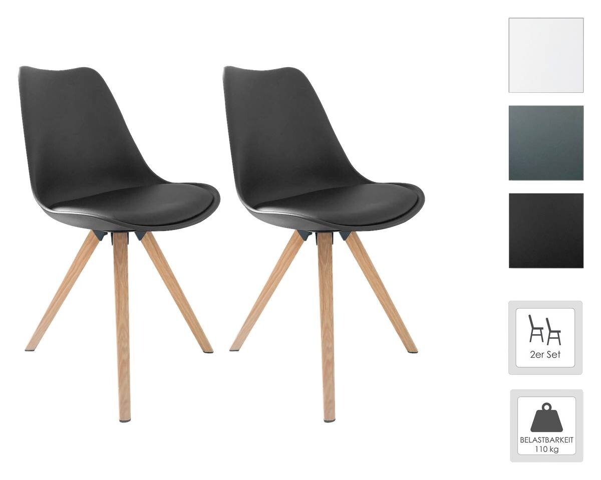Stuhl KIRA 2er-Set schwarz Kunststoff B/H/T: ca. 48x86x55,5 cm