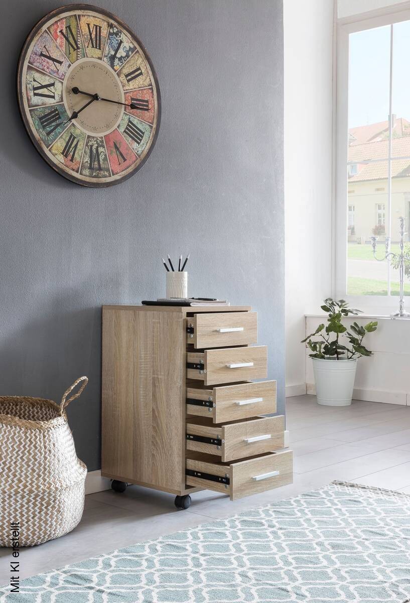 Rollcontainer braun Spanplatte B/H/T: ca. 33x63x63 cm