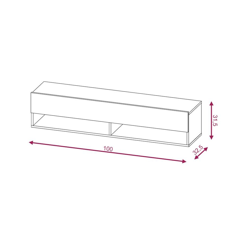 TV-Lowboard TV LOWBOARD DERBY 100 Eiche Wotan Nachbildung schwarz glänzend B/H/T: ca. 100x32,5x31,5 cm