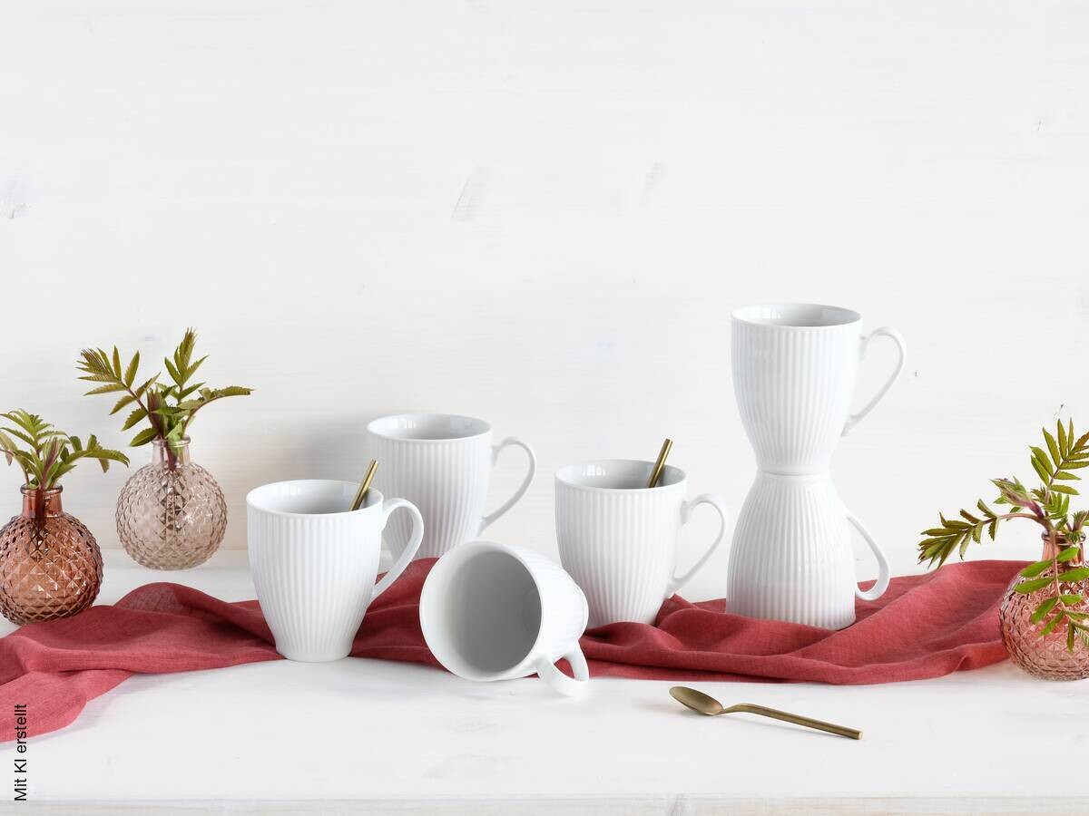 CreaTable Tassen-Set Valencia weiß Porzellan 6 tlg.