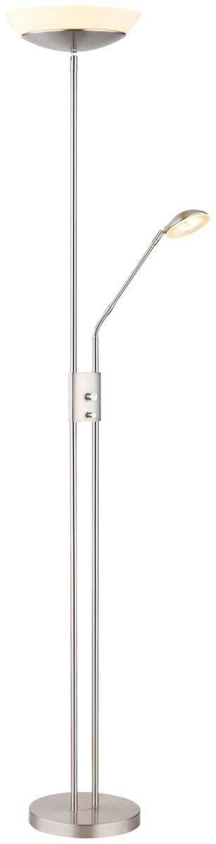 GLOBO Stehlampe nickel matt Metall Kunststoff Glas B/H/D: ca. 57x180x29 cm