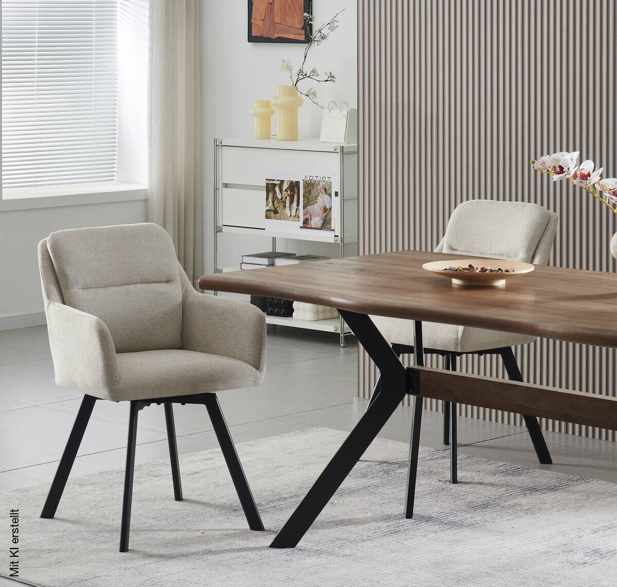 Stuhl SOPHIE, 2er Set creme Stoff B/H/T: ca. 53x87x62 cm