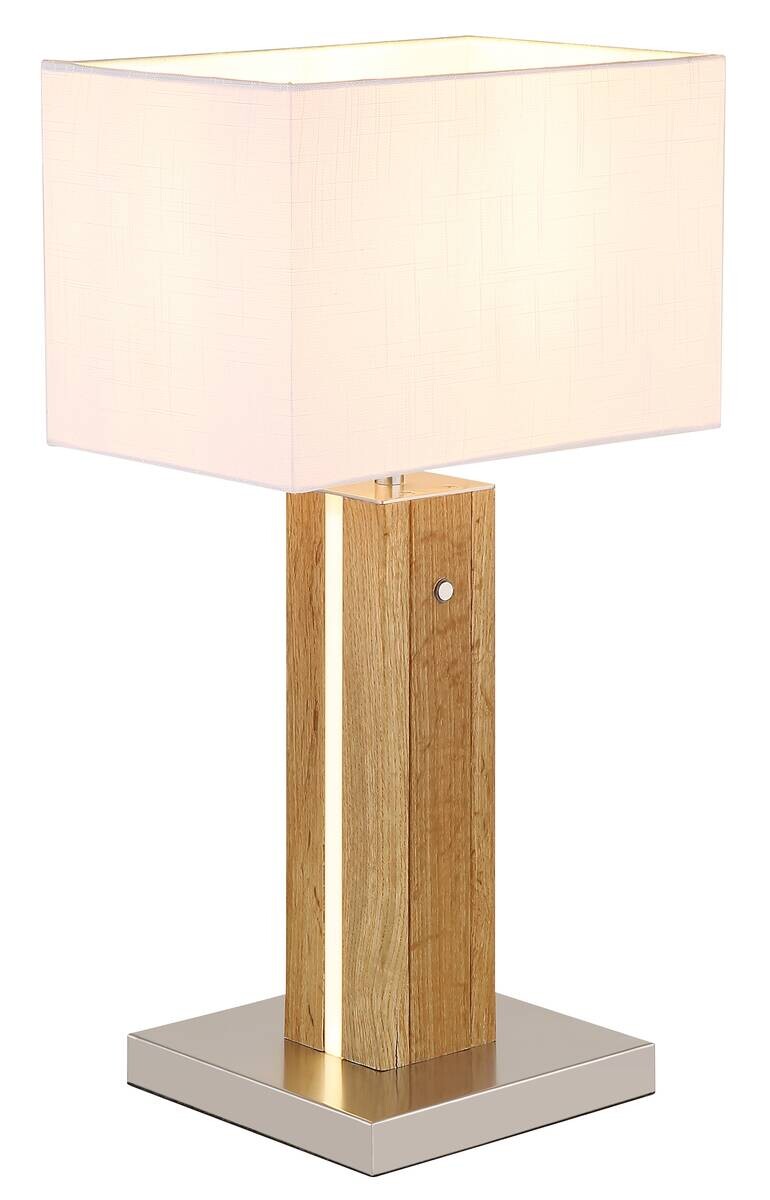 GLOBO Tischleuchte weiß grau Textil MDF B/H/T: ca. 20x56x30 cm E27 1 Brennstellen